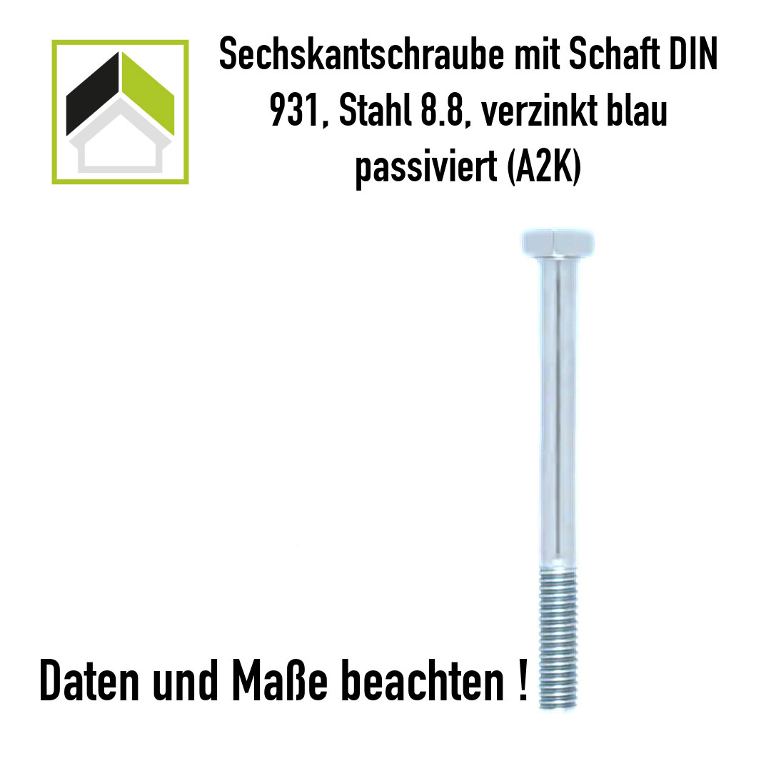 SECHSKANTSCHRAUBE MIT SCHAFT ISO 4014, STAHL 8.8, M10 x 100 mm – Bild 2